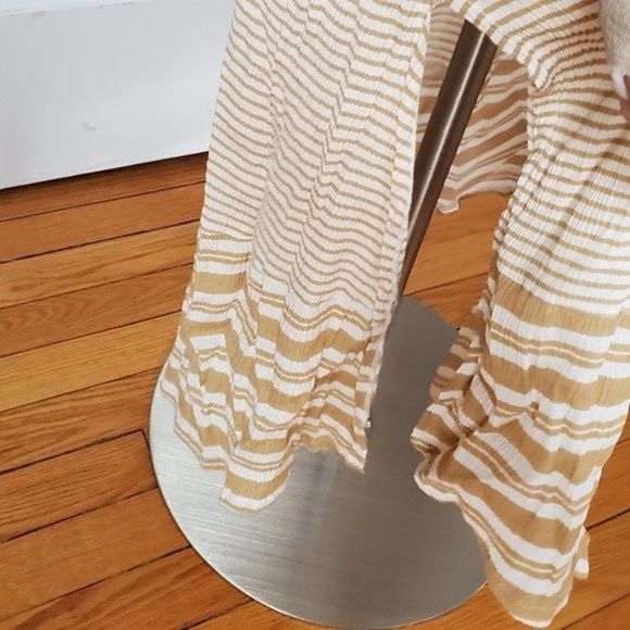 Faithfull the Brand Cream and Tan Striped Midi Dress - Picture 7 of 13